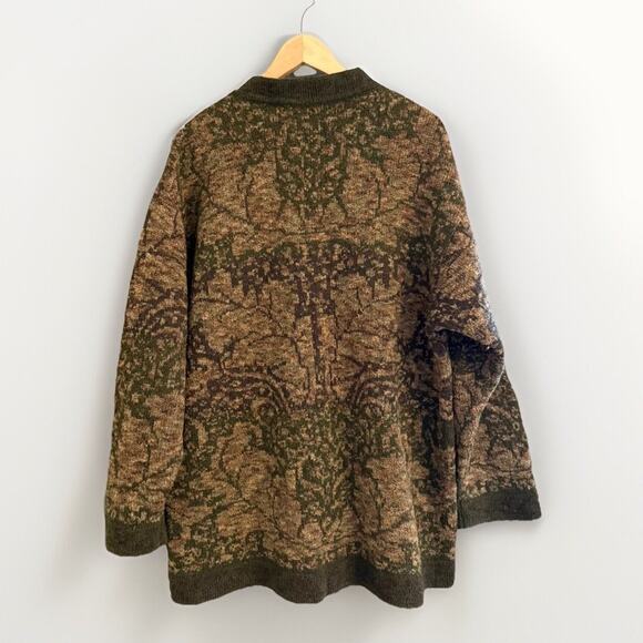 Vintage Whortleberry Scotland Wool Cardigan Sweater M Green Floral Knit - Picture 6 of 10